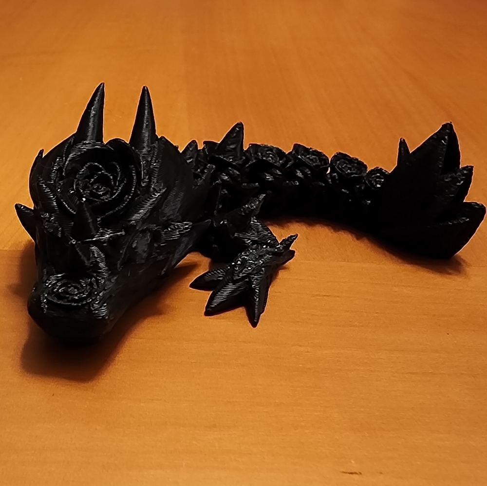 3D Printed Rose Black Dragon articulated figure / toy 5"+ NEW!